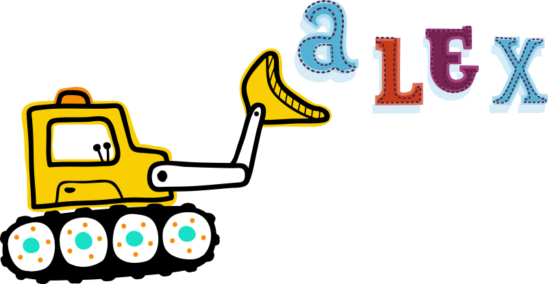 乙烯基地毯 儿童 挖掘机个性化名字 - TenStickers