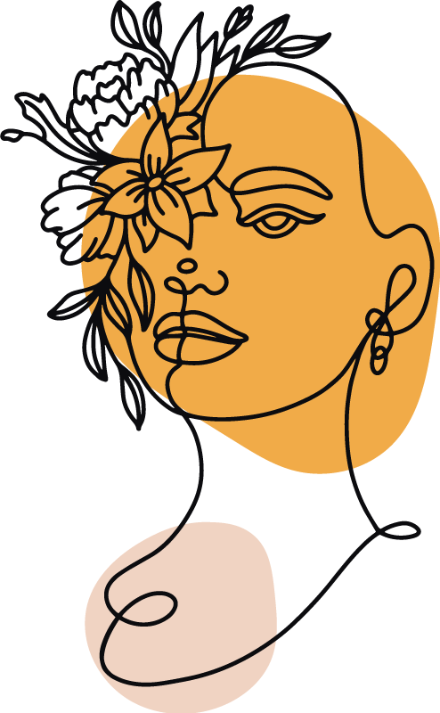 卧室乙烯基地毯 简约女性肖像 - TenStickers