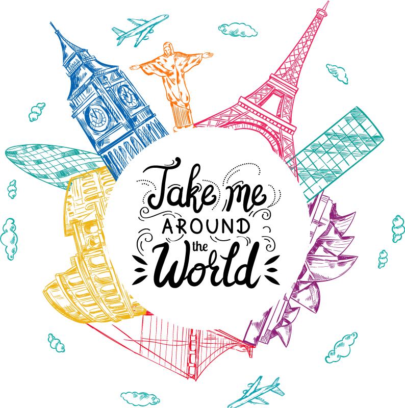 卧室乙烯基地毯 全球瑰宝 - TenStickers