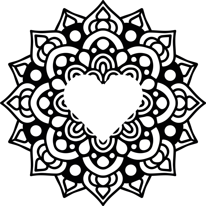 卧室乙烯基地毯心形框的曼荼罗设计 - TenStickers