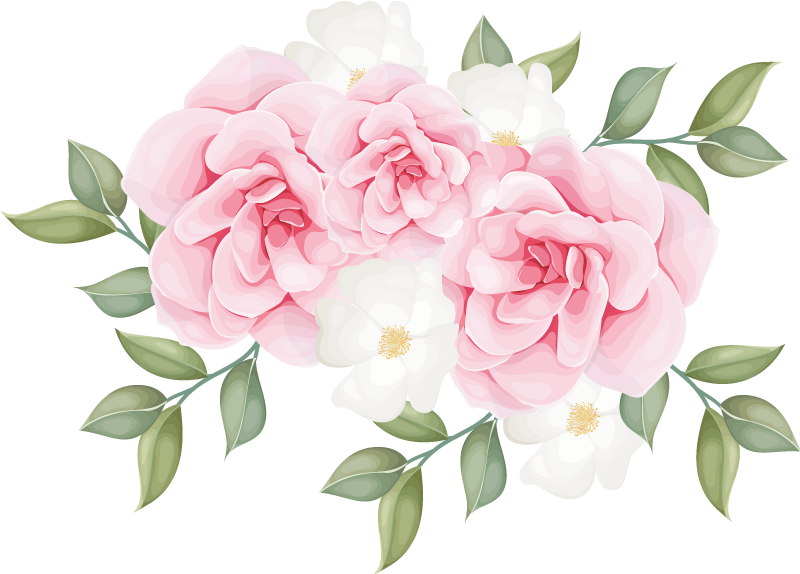 卧室乙烯基地毯优雅粉色花卉设计 - TenStickers