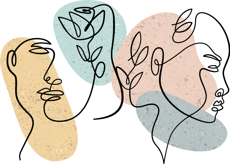 卧室乙烯基地毯女性线条艺术面孔 - TenStickers