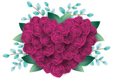 卧室乙烯基地毯心形玫瑰花冠 - TenStickers