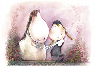 乙烯基地毯 儿童 女孩与马 - TenStickers