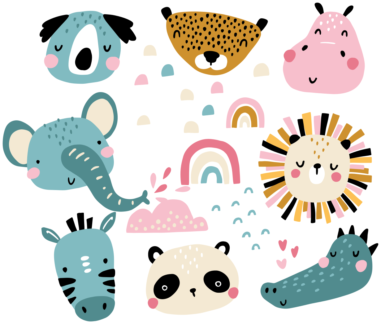 乙烯基地毯 儿童 小动物北欧风格 - TenStickers