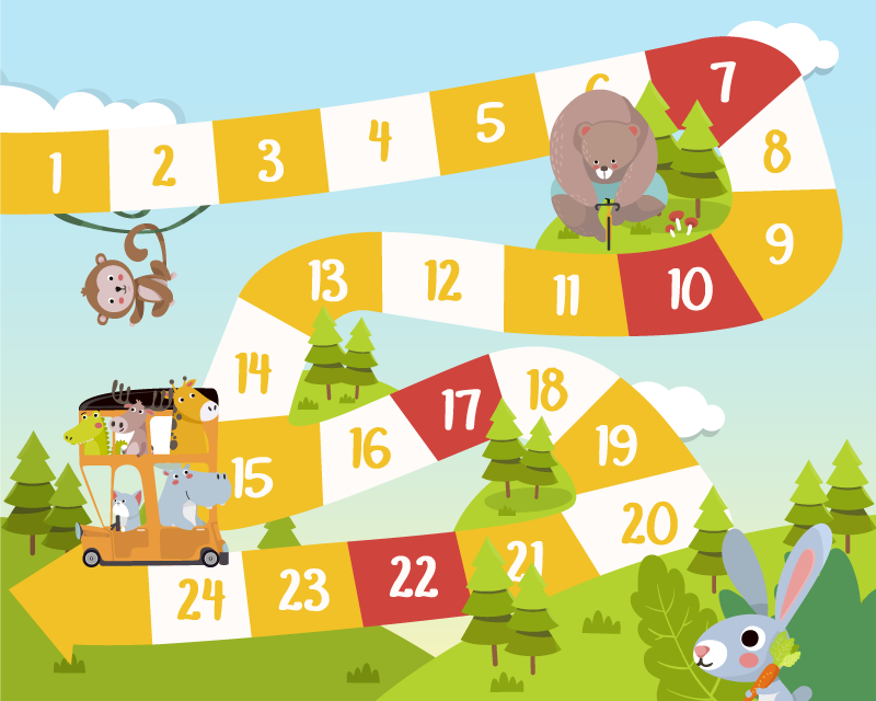 乙烯基地毯游戏卡通野生动物棋盘游戏 - TenStickers