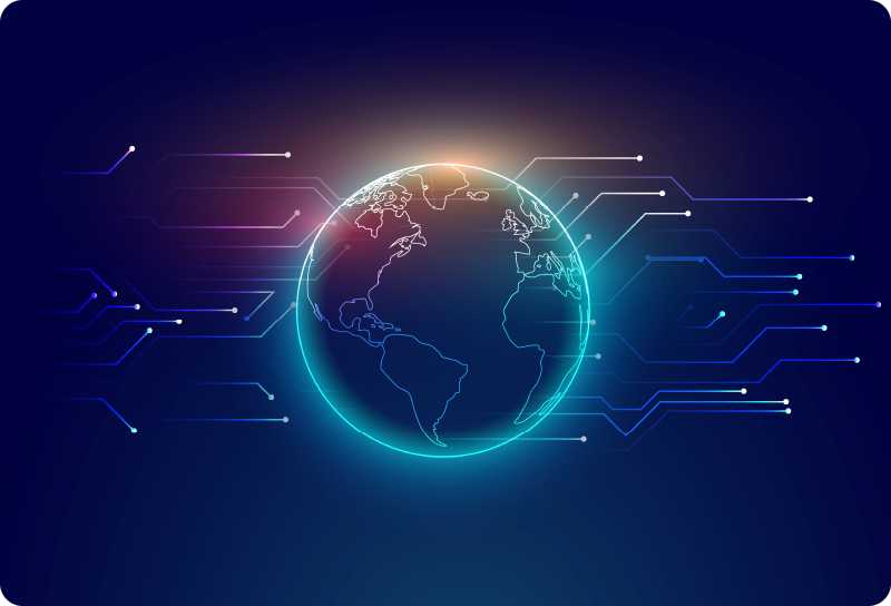 乙烯基地毯呈现几何电信世界地图 - TenStickers