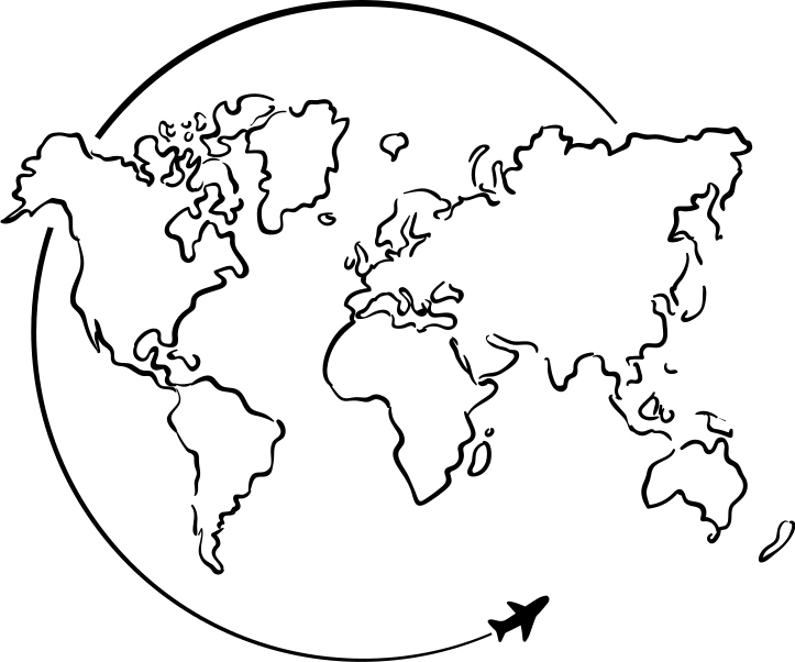 乙烯基地毯世界地图圆形飞机设计 - TenStickers