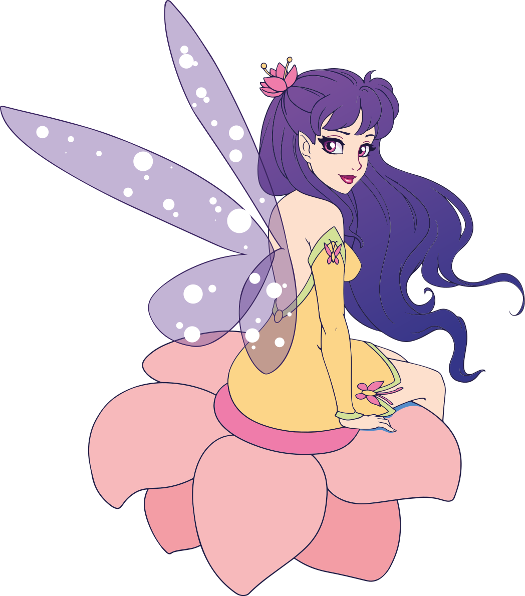 乙烯基地毯 儿童 可爱仙女坐在花上 - TenStickers