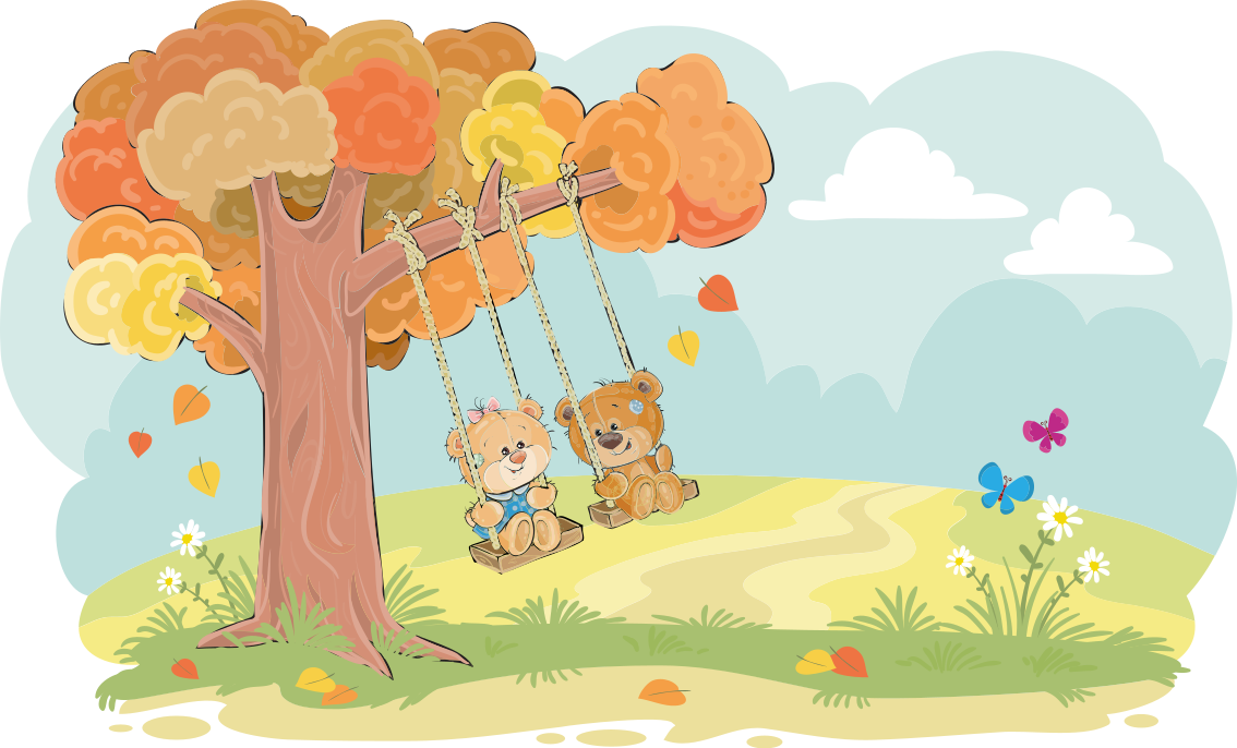 乙烯基地毯 儿童 森林中的泰迪熊 - TenStickers