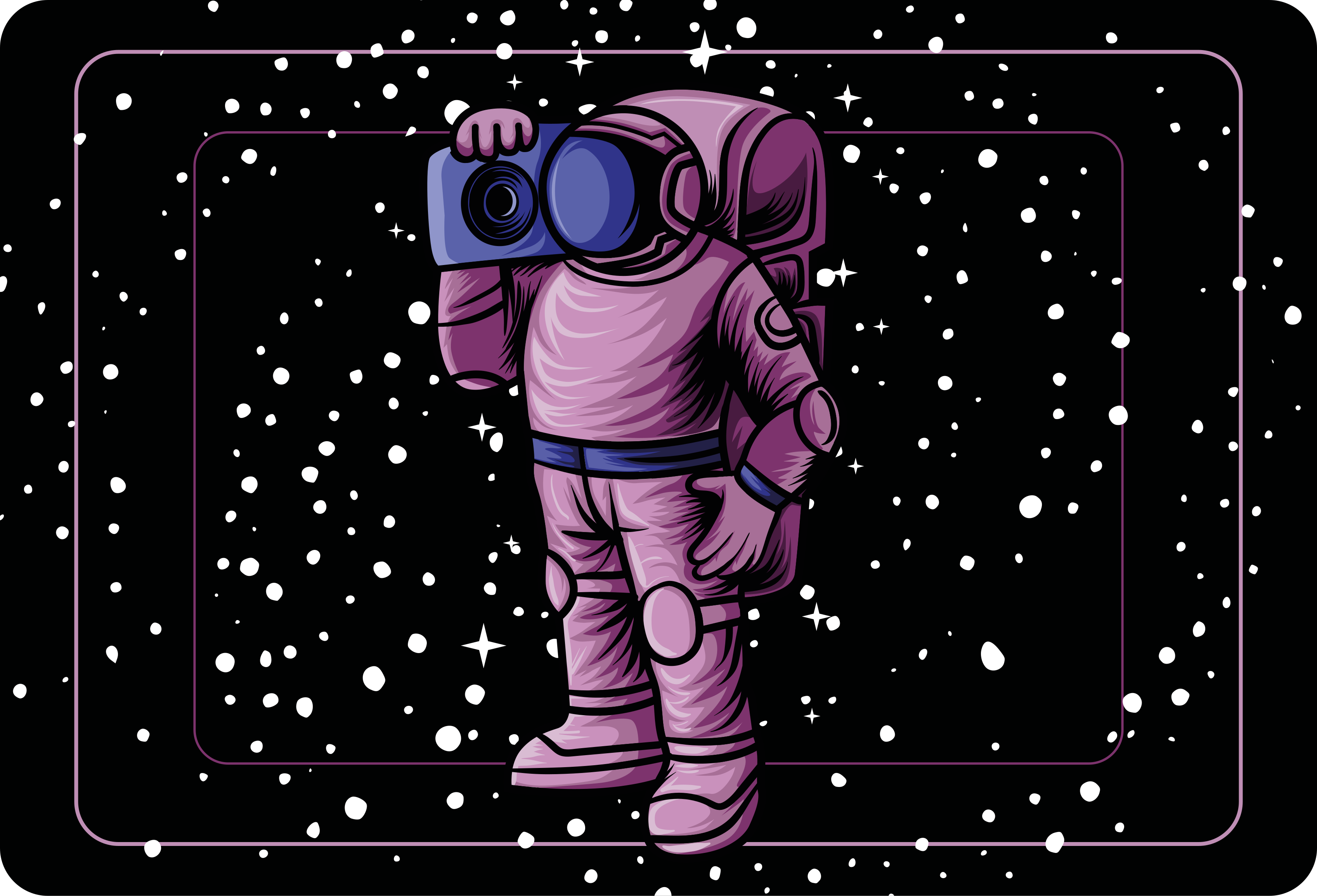 乙烯基地毯 儿童 宇航员握着收音机磁带 - TenStickers