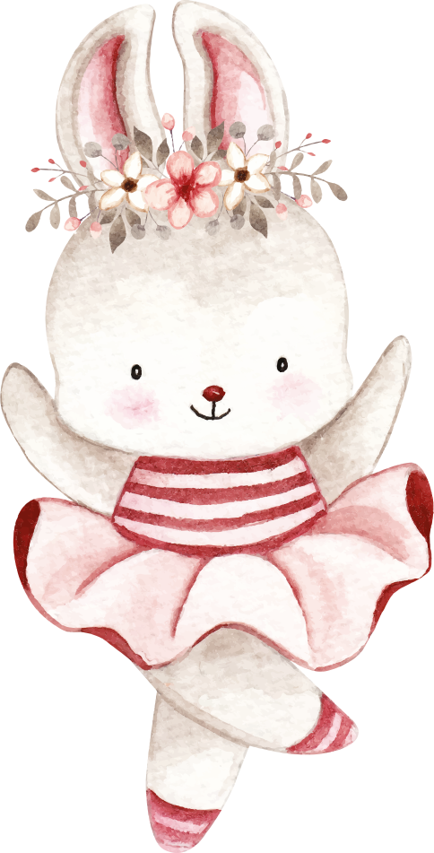 乙烯基地毯 儿童 玫瑰中的兔子芭蕾舞者 - TenStickers