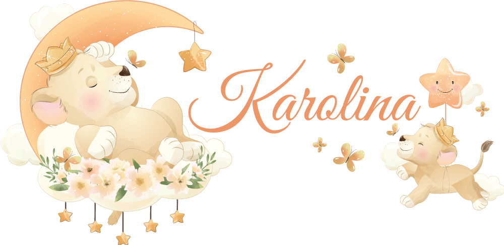 乙烯基地毯 儿童 可爱动物狮子与名字 - TenStickers