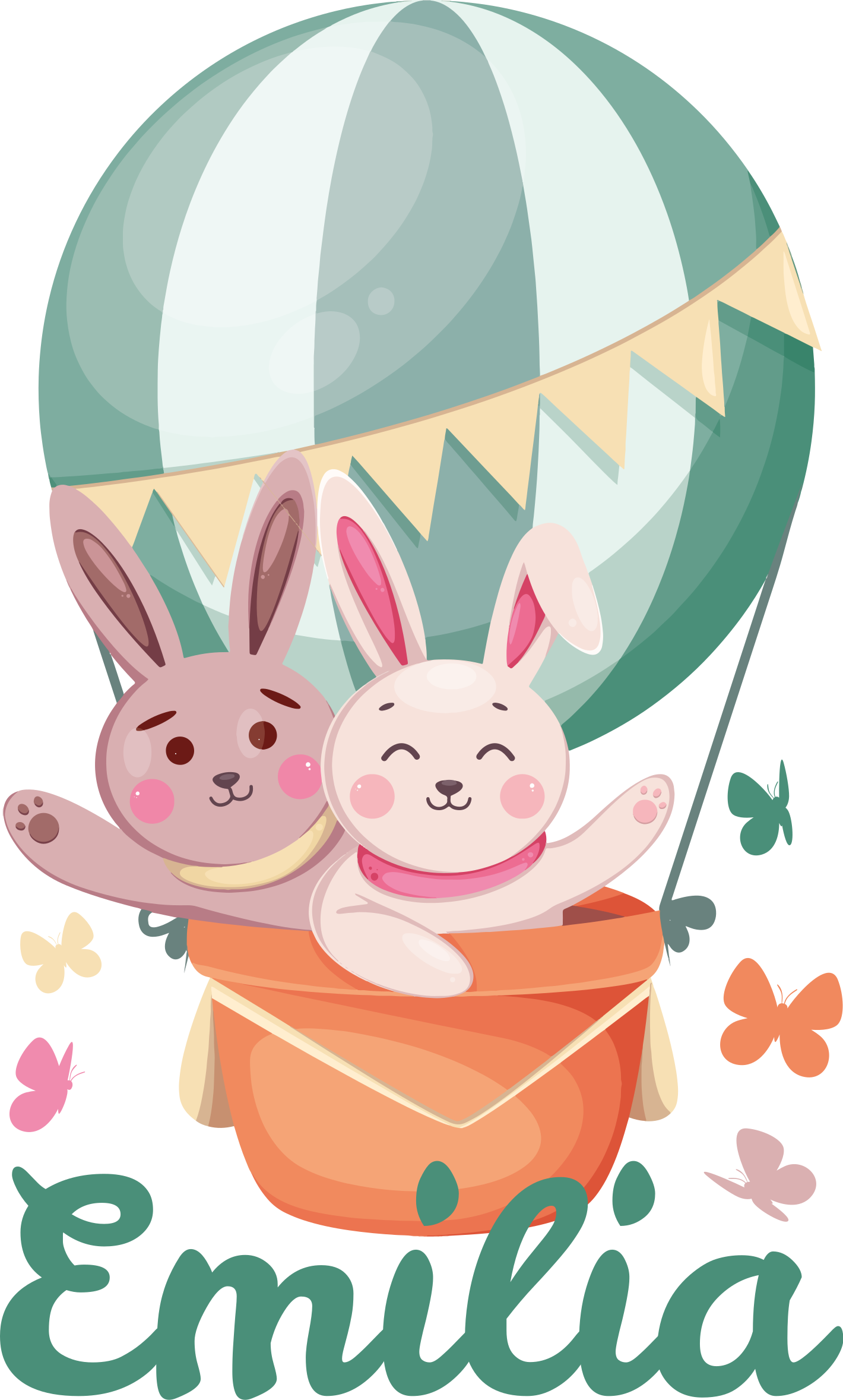 乙烯基地毯 儿童 定制气球小兔子 - TenStickers