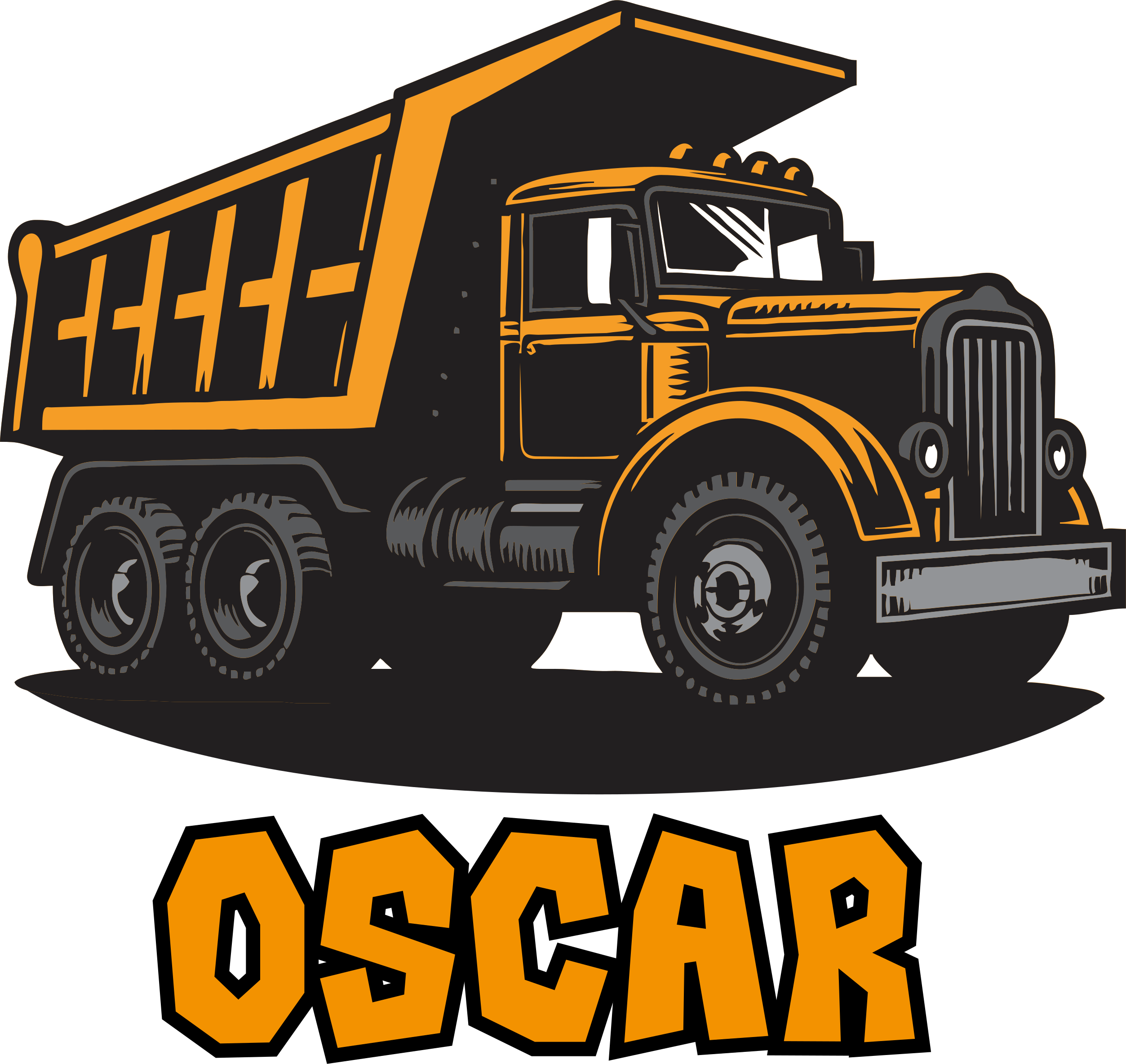 乙烯基地毯 儿童 个性化橙色工程车 - TenStickers