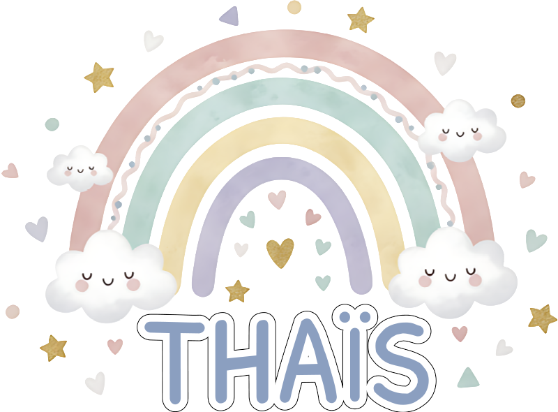 乙烯基地毯 儿童 粘贴彩虹与名字 - TenStickers