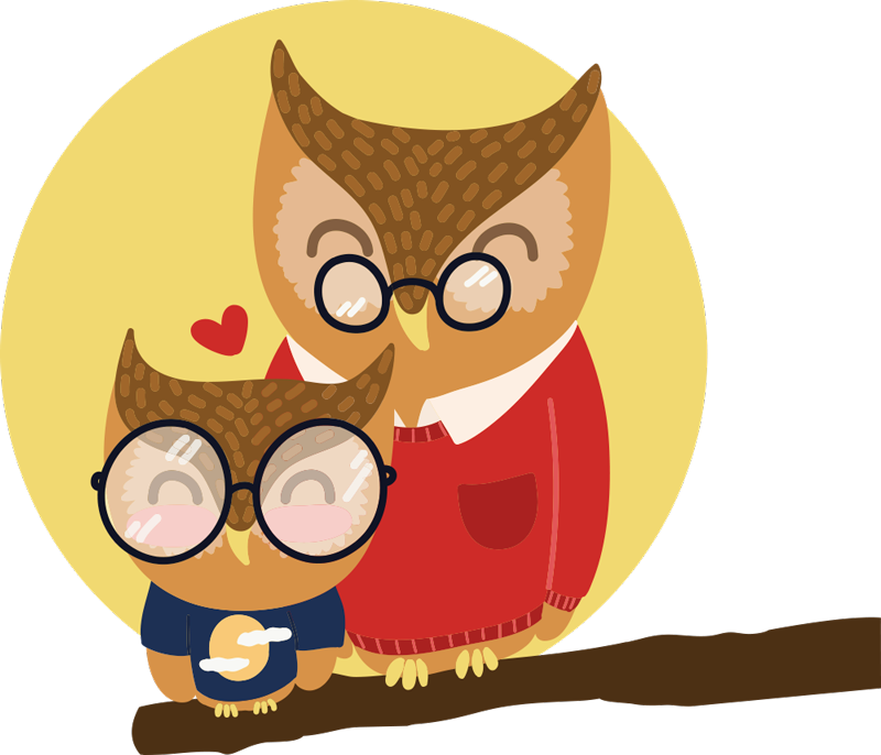 乙烯基地毯 儿童 父子猫头鹰 - TenStickers