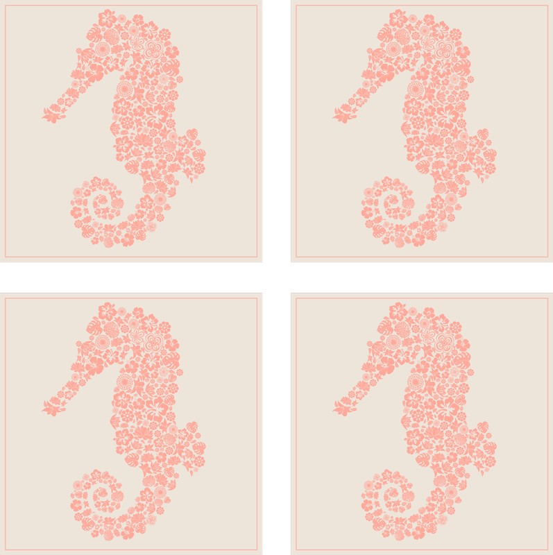乙烯基地毯浴室花卉海马 - TenStickers