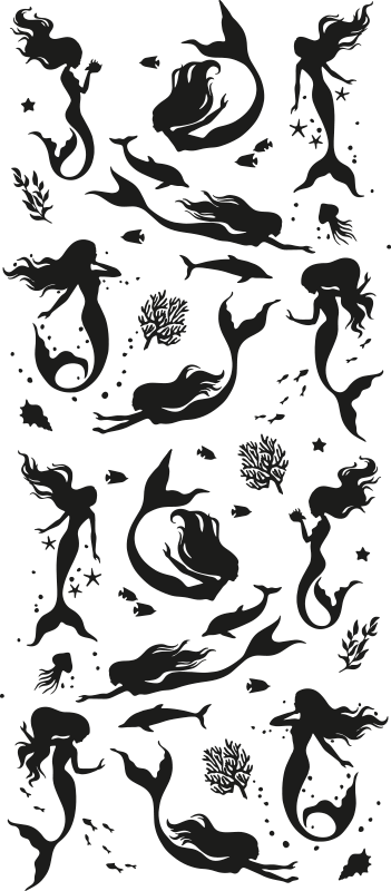 乙烯基地毯浴室美人鱼图案淋浴垫 - TenStickers