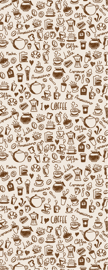 乙烯基厨房地毯咖啡图案门用乙烯基 - TenStickers