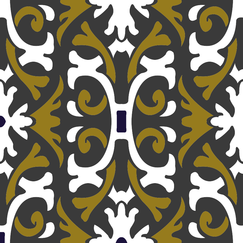 乙烯基厨房地毯复古米色花卉砖块 - TenStickers