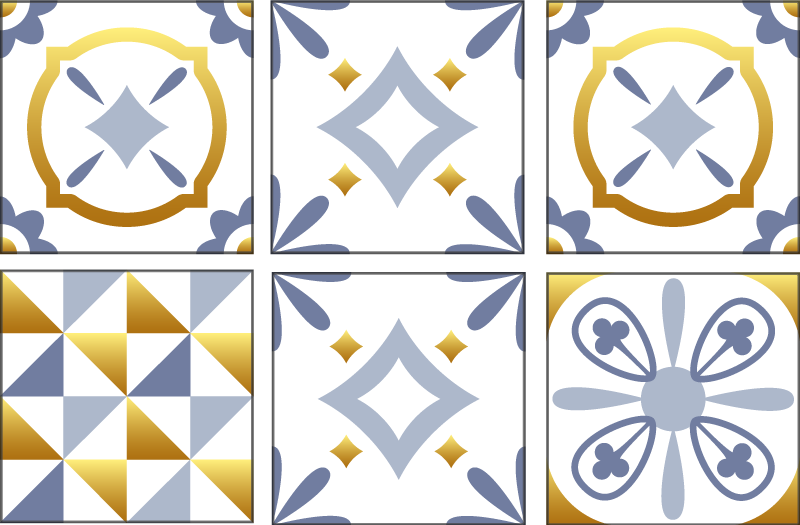 乙烯基厨房地毯金色效果瓷砖边饰 - TenStickers