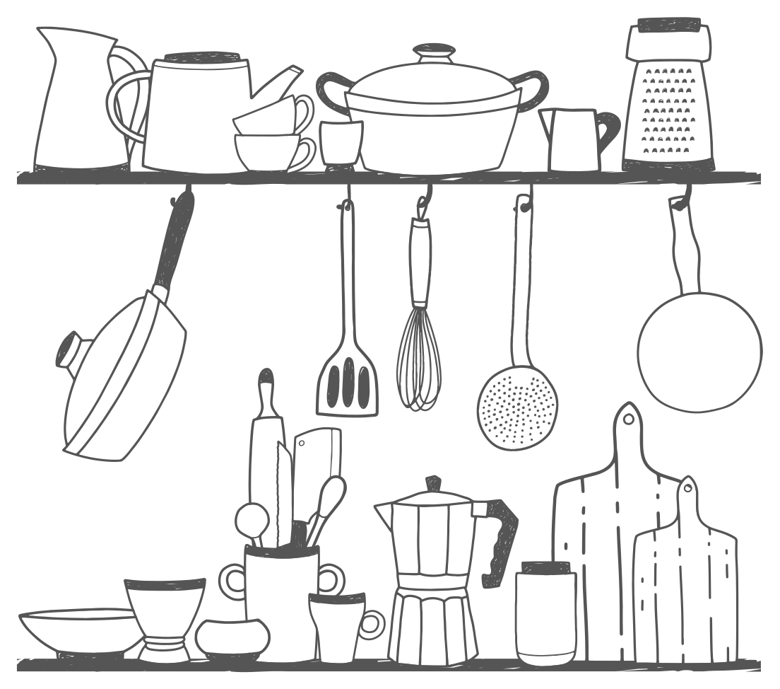 乙烯基厨房地毯与厨房用具收纳架 - TenStickers