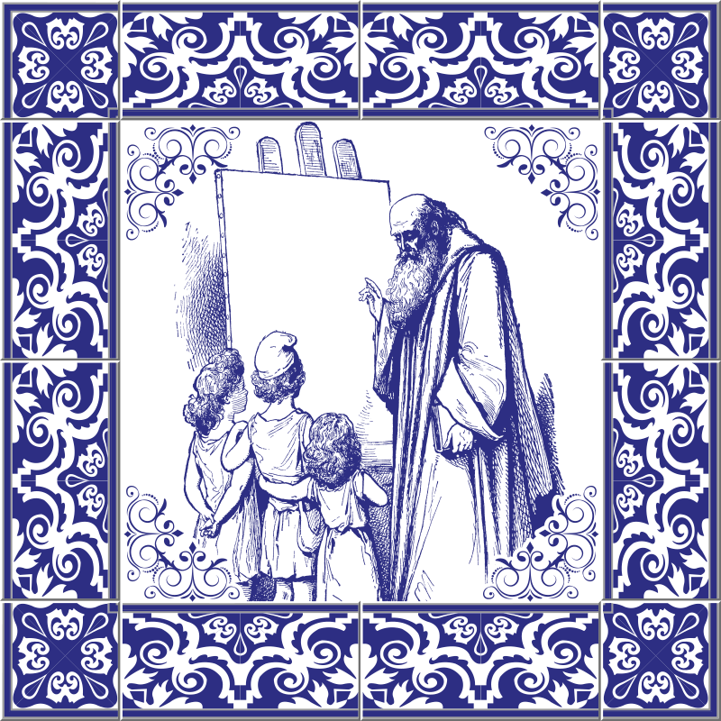 乙烯基厨房地毯蓝色德尔夫特教师 - TenStickers