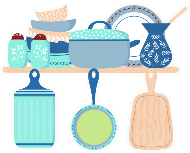 乙烯基厨房地毯与陶瓷炊具完美搭配 - TenStickers