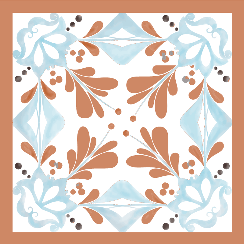 乙烯基厨房地毯花卉地中海瓷砖 - TenStickers