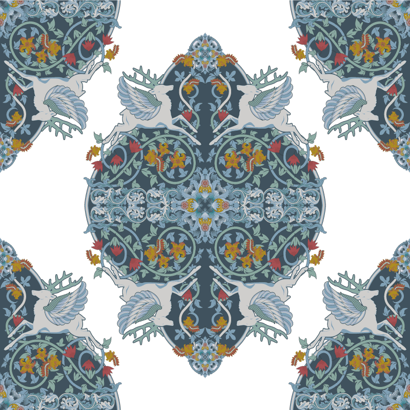 乙烯基厨房地毯花卉复古瓷砖 - TenStickers