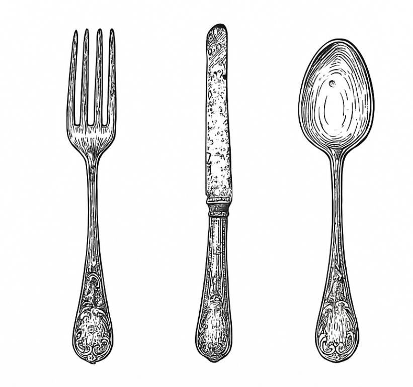 乙烯基厨房地毯灰色刀具图案 - TenStickers