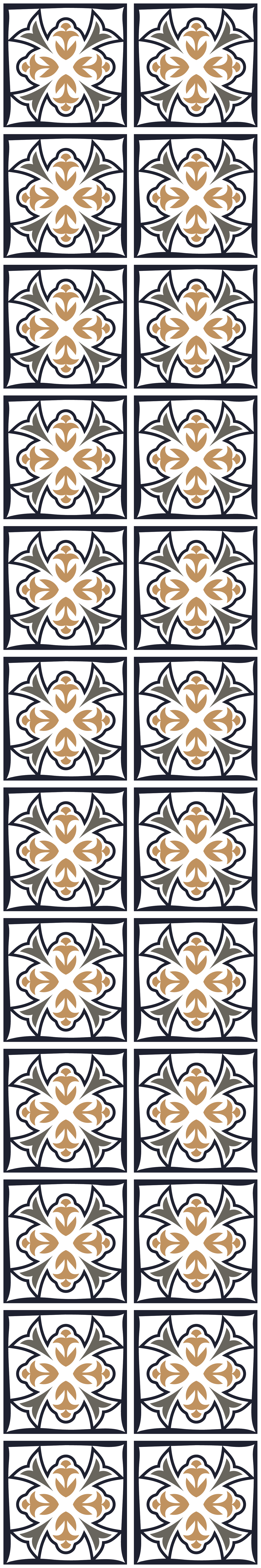 乙烯基厨房地毯米色与黑色葡萄牙瓷砖 - TenStickers