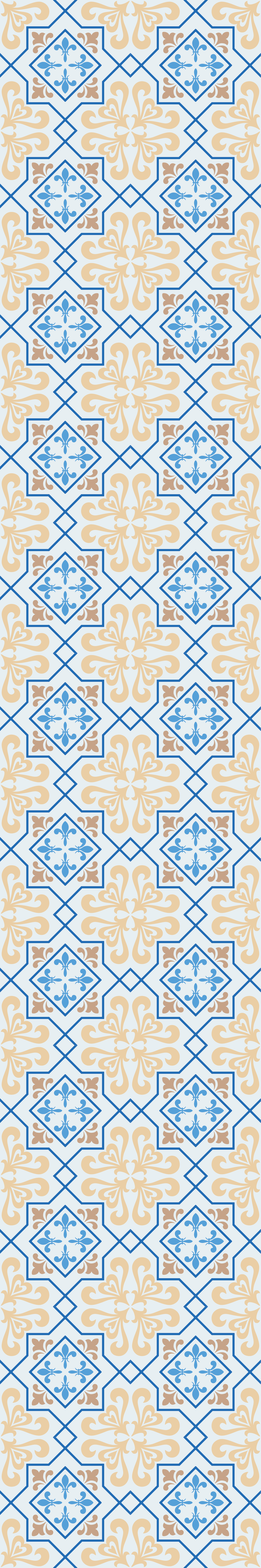 乙烯基厨房地毯葡萄牙瓷砖图案蓝线 - TenStickers