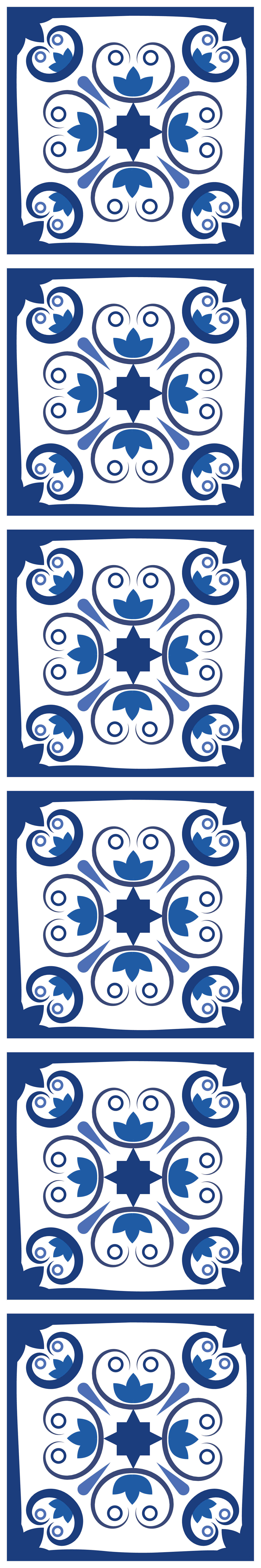 乙烯基厨房地毯典雅美丽的蓝色葡萄牙瓷砖 - TenStickers