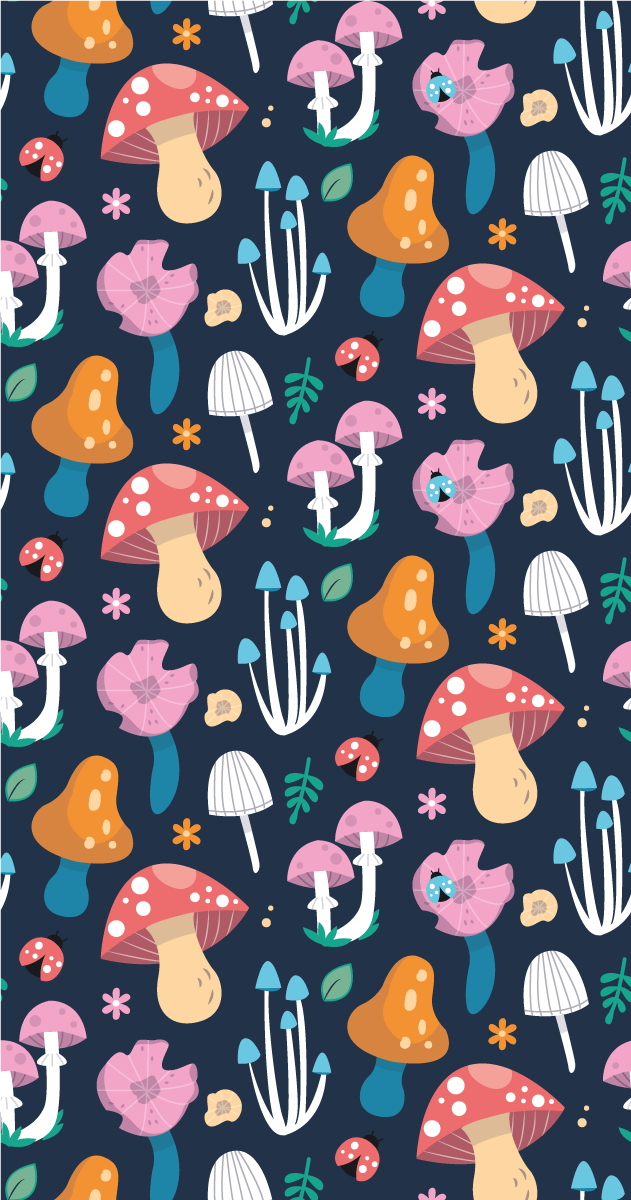 乙烯基厨房地毯蘑菇与瓢虫图案 - TenStickers