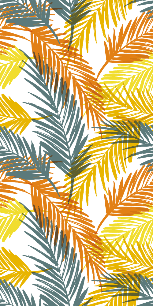 乙烯基厨房地毯手绘棕榈叶热带图案 - TenStickers