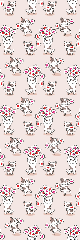 卧室乙烯基地毯猫咪心形图案设计 - TenStickers