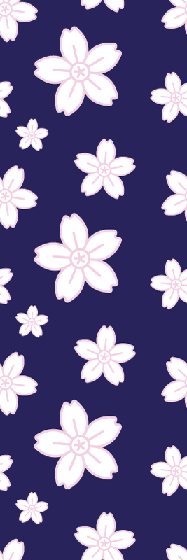 卧室乙烯基地毯复古梅花图案蓝色背景 - TenStickers