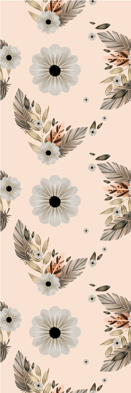 卧室乙烯基地毯，粉黑色柔和花卉图案 - TenStickers