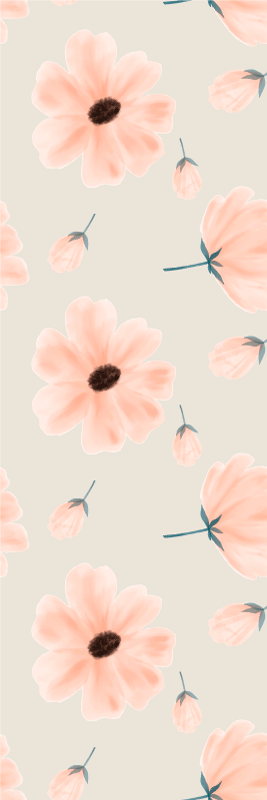 卧室乙烯基地毯大花水彩图案米色背景 - TenStickers