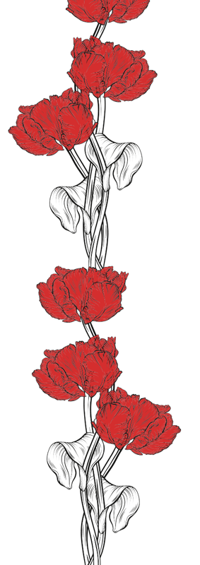 卧室乙烯基地毯红色竖向郁金香图案 - TenStickers