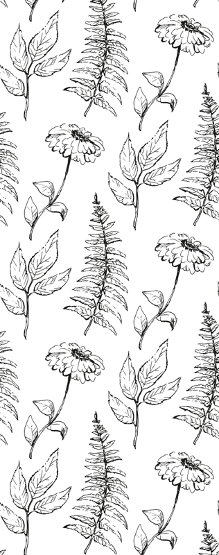 卧室乙烯基地毯简约黑白郁金香图案 - TenStickers