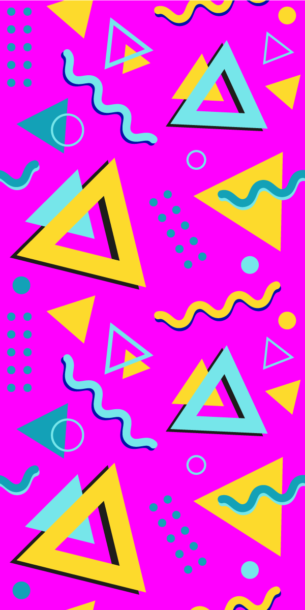 卧室乙烯基地毯，孟菲斯复古80几何图形 - TenStickers