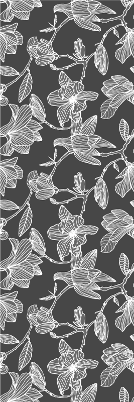 卧室乙烯基地毯白色灰色木兰花设计 - TenStickers