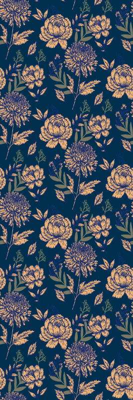 卧室乙烯基地毯法式蓝黄图案 - TenStickers