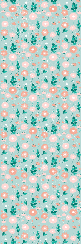 卧室乙烯基地毯蓝色花卉田园风格 - TenStickers