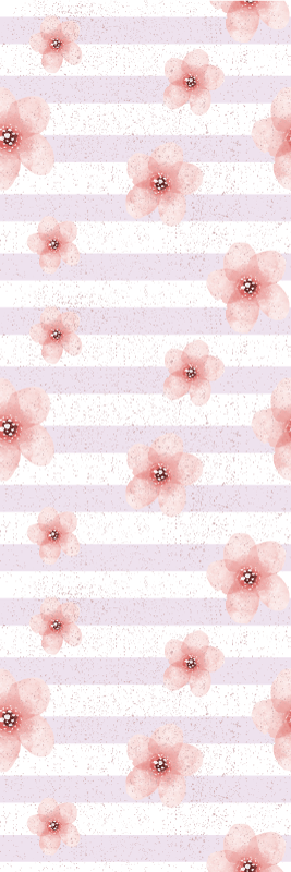 卧室乙烯基地毯，复古粉色竖条纹设计 - TenStickers