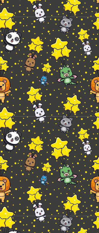 卧室乙烯基地毯可爱动物乘气球飞翔 - TenStickers