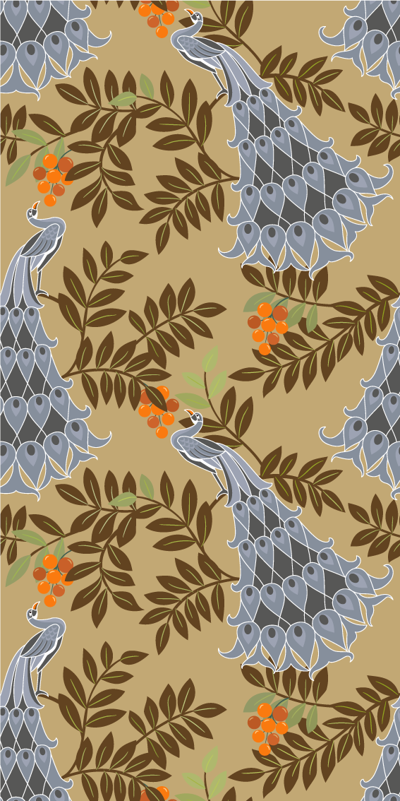 卧室乙烯基地毯采用非洲风格灰色孔雀设计 - TenStickers